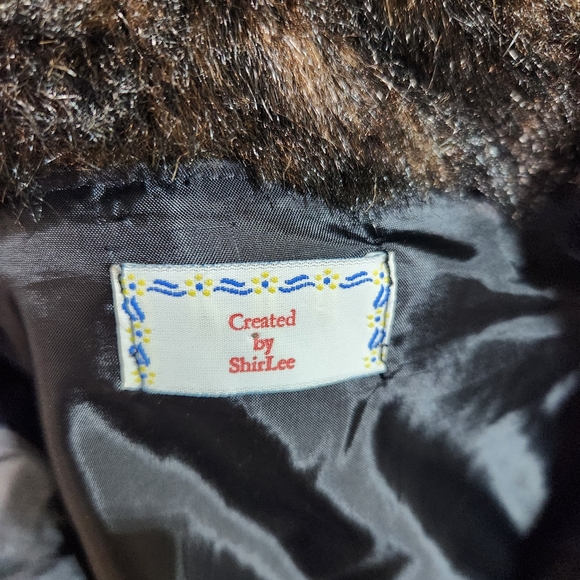 VTG 80s Faux Fur Mink Brown 'Created by ShirLee' Coat - Picture 8 of 9